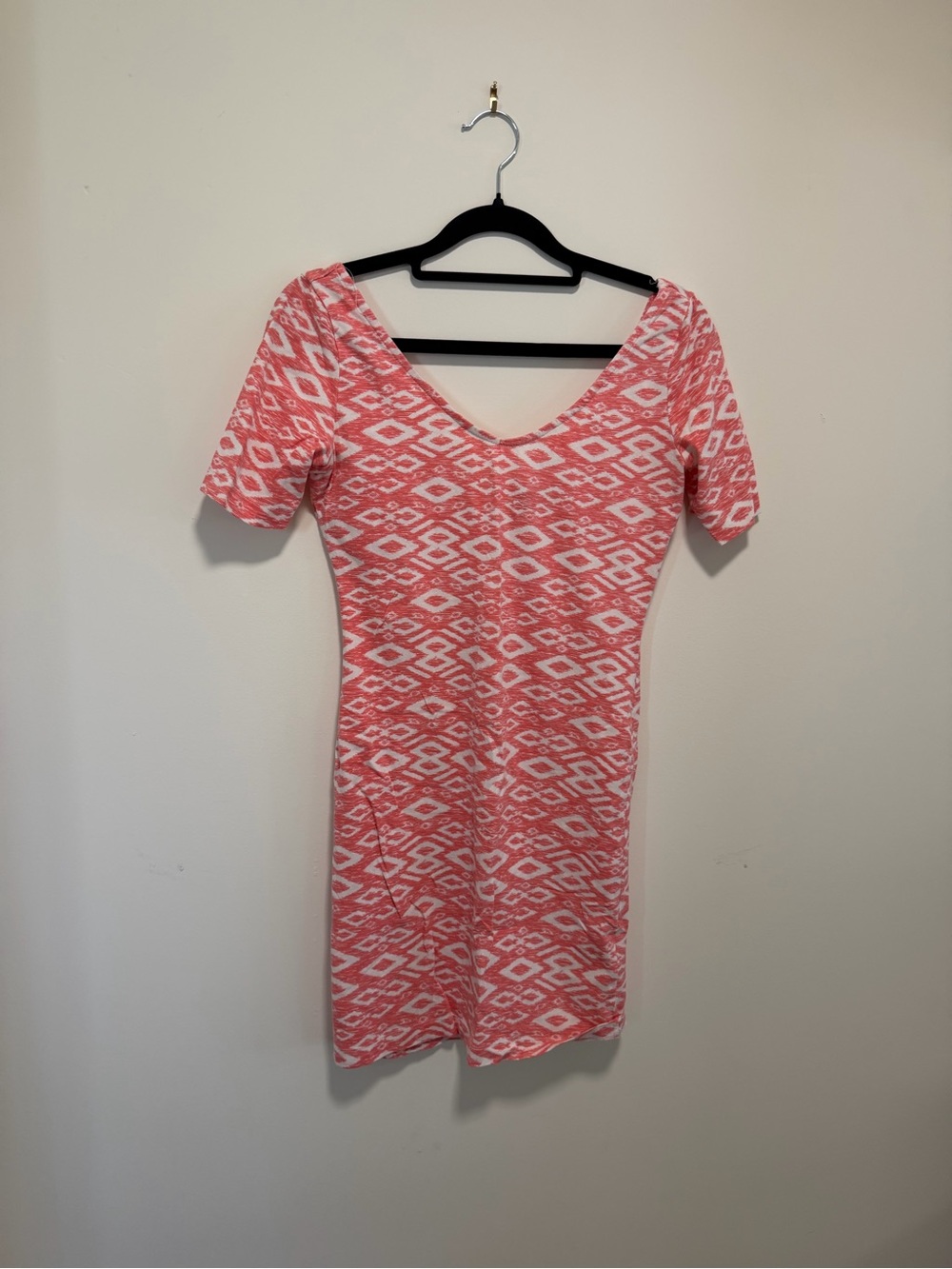 H&M Divided Pink Aztec-Pattern V-Neck Mini Dress